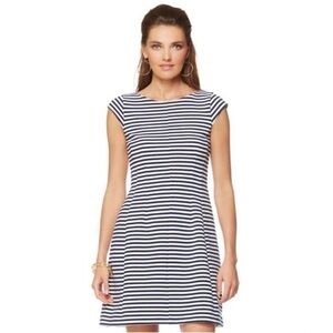Lilly Pulitzer Brielle Dress Striped Blue White Cap Sleeves Size S